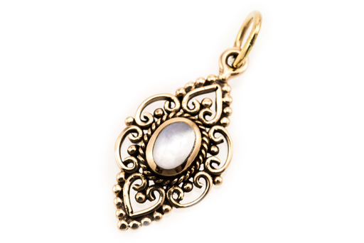 [WK2015-Asb42-2] Schmuck-Anhänger SVANA 2,8 cm – Boho-Ornamente mit Perlmutt aus Bronze für feminine Harmonie