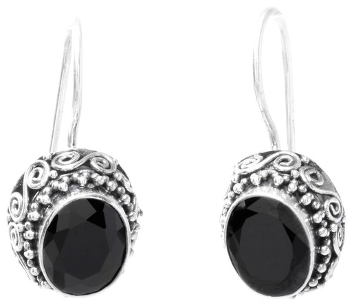 [Oh54-2] Schmuck Ohrhänger Leona Funkeln in der Nacht 2,4 cm – Silber 925 – Edle Ohrringe mit schwarzen Kristallen