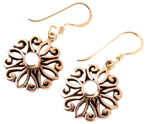 [ohb518] Ohrhänger Eliana mit Perlmutt aus Bronze – Boho Ohrschmuck 3,4 cm rund