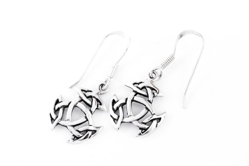 [oh114] Keltische Ohrhänger Arwain aus Silber – Offene Dreifalt-Triquetta 3,3 cm