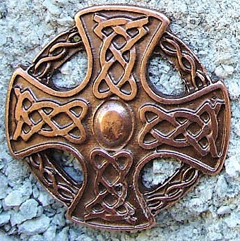 [N-217-4] Keltischer Zierbeschlag Keltenkreuz Kupfer – Keltisches Knotenkreuz 40 mm für Leder & Gewand