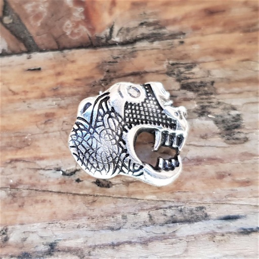 [N-315R-1] Zierniete „Oseberg-Drache klein“ – Silberfarbener Drachenkopf nach rechts blickend