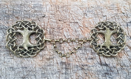 [35731] YGGDRASIL-Verschluß,Fb:messing,Weltenesche,Baum,Mantel,Fell,Umhang,Mittelalter,Larp