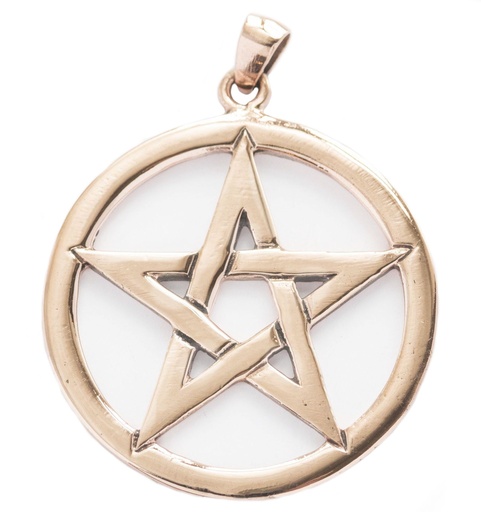 [acb47] Schmuck Anhänger Whyn Ø 3,7 cm – Bronze – Großes Pentagramm-Amulett für Schutz & Magie