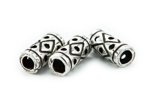 [ap54] Mini Wikinger Haar- & Bartperle CYRA aus 925 Silber – 7 mm Boho Zopfperle mit Runenmuster