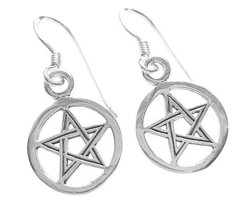 [oh63] Schmuckstück  Ohrhänger DRUIDAN 1.7 cm Kleine Pentagramme Silber 1.7 cm