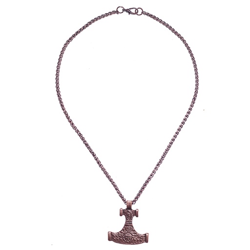[PK-5170-4] Halskette „Hiddensee-Thorhammer“ – Kupferfarbener Mjölnir-Anhänger nach dem Fund von Rügen