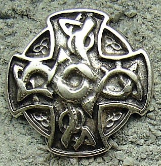 [N-219-1] Drachen Kreuz, silberfarbener Beschlag
