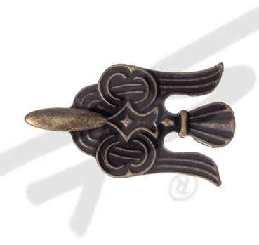[N-029-21] Große messingfarbene Zierniete „Wikinger Rabe“ – Gürtelspitze mit nordischer Symbolkraft für 3 cm Riemen