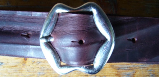 [B1137-1] Gürtelschließe Hexa silberfarben – 4 cm Dorn-Vollschließe im Sechseck-Design für Alltag & Büro