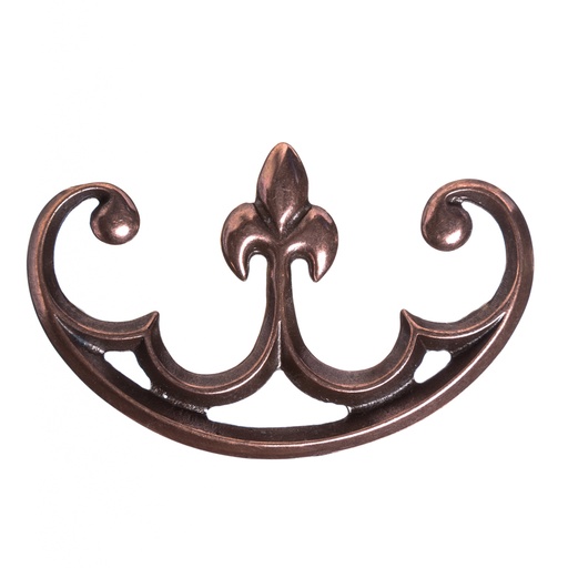 [T-627-4] Kupferfarbener Taschenbeschlag groß – 75 mm Zierbeschlag mit Lilienornament für LARP & Gewandung