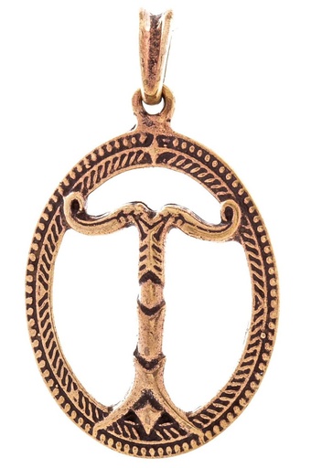[avb541] Wikinger Anhänger 'Irminsul im Kreis' aus Bronze - Mittelalter, Larp, Reenactment Schmuck