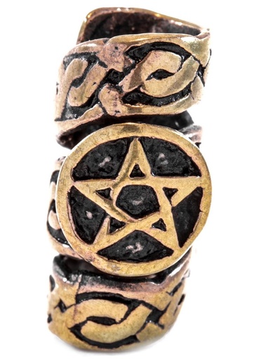[apb63] Große Celtic Bartperle FLAITH aus Bronze – 20 mm Haar- & Dreadperle mit Pentagramm