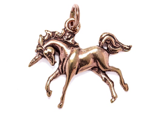 [amb40] Amulett, Anhänger 'Súna - Das letzte Einhorn' aus Bronze - Mittelalter, Larp, Fantasy Schmuck