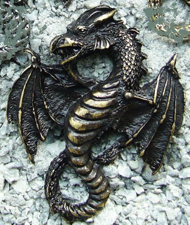 [33596] Zierniete nordischer Drache, altmessingfarben
