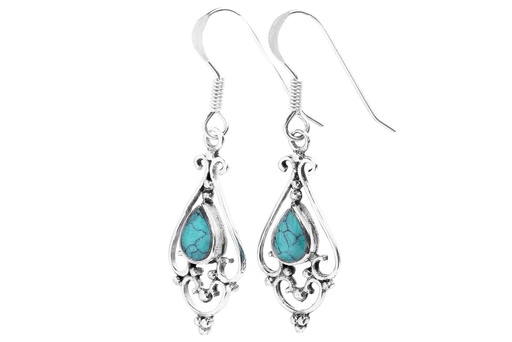 [oh123-2] Ohrhänger 'Venica Türkis' Silber 925 -  Schmuck für Mittelalter, Reenactment und Larp