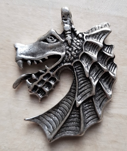 [P-5128-1] Anhänger Nordischer Drachenkopf, silberfarben