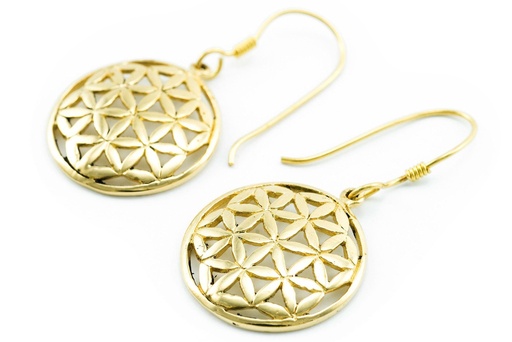 [ohb136] Ohrhänger „Thora – Blume des Lebens“ aus Bronze – Heilige Geometrie 3,4 cm