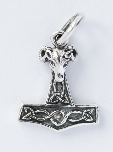 [at34] Schmuckstück  Kleiner Schmuck Anhänger MJÖLNAR 2 cm Vikings Widder Thorshammer Silber 2.0 cm