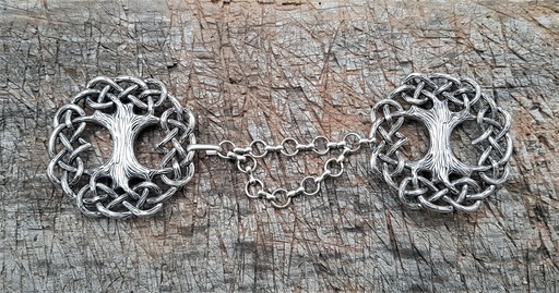 [35732] YGGDRASIL-Verschluß,Fb:silber,Weltenesche,Baum,Mantel,Fell,Umhang,Mittelalter,Larp