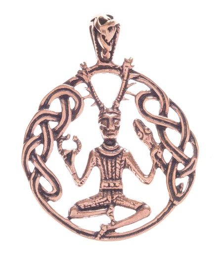 [acb12] Keltisches Amulett, Anhänger 'Cerunnos' aus Bronze- Mittelalter, Larp, Reenactment Schmuck