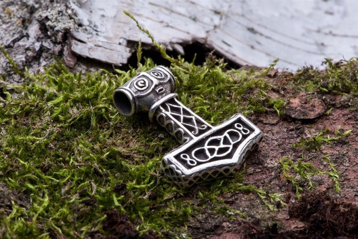 [at39] Schmuckstück  Wikinger Schmuck Anhänger IVOR 3.2 cm Großes Vikings Thorshammer Amulett Silber 3.2 cm