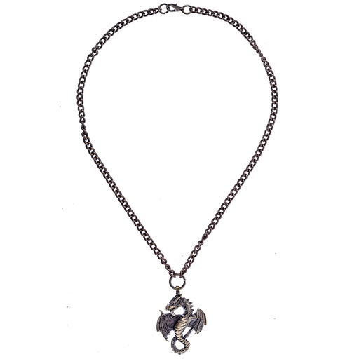 [PK-5176-2] Halskette Drache, messingfarben