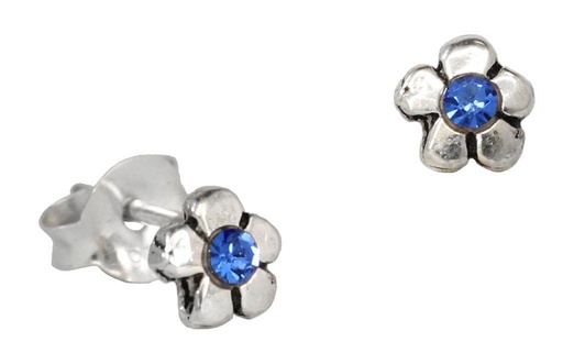 [ost78] Schmuckstück  Elfen Ohrstecker LANIA 4 mm Blaue Zauber Blumen Silber 0.4 cm