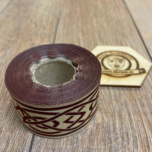 [33115-5m-beigebrdx] Borte Keltisch 4 in beige-bordeaux, 33 mm auf 5m Rolle - Webborte zur Verzierung mittelalterlicher Kostüme und Larp Gewandungen