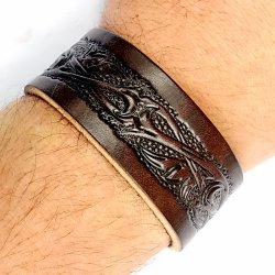 Leder-Armband in 3 cm Breite - Floral