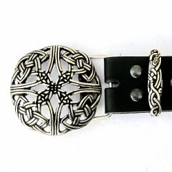 [10 Ke-Bu 4 DB:] Buckle-Belt 4 cm / Keltisch - Kernleder