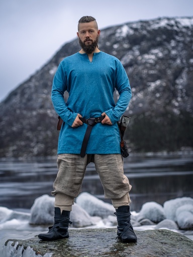 [1065bl] Wikinger Leinentunika "Ragnar" Blau