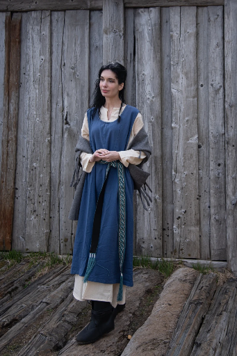 [4037bl] Bäuerliches Überkleid "Gerda" Blau