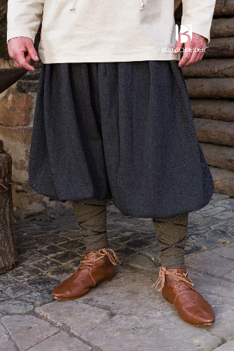 Rus-Hose "Borys" Fischgrät in Schwarz/Grau – Authentische Gewandung der Kiewer Rus