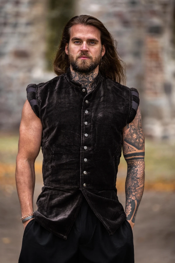 [6088b] Edler Samt-Wams "Pierre" in Braun