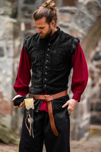 [6088] Edler Samt-Wams "Pierre" in Schwarz – Eleganz des Spätmittelalters neu interpretiert