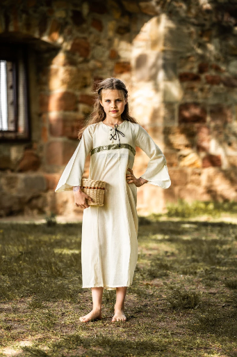 [4040n] Mädchenkleid "Piccola Donna" in Natur Eleganz für junge Mittelalterliebhaberinnen