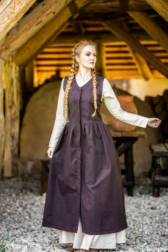 [4001b] Mittelalter Bauernkleid Arlette braun aus Baumwolle für Damen