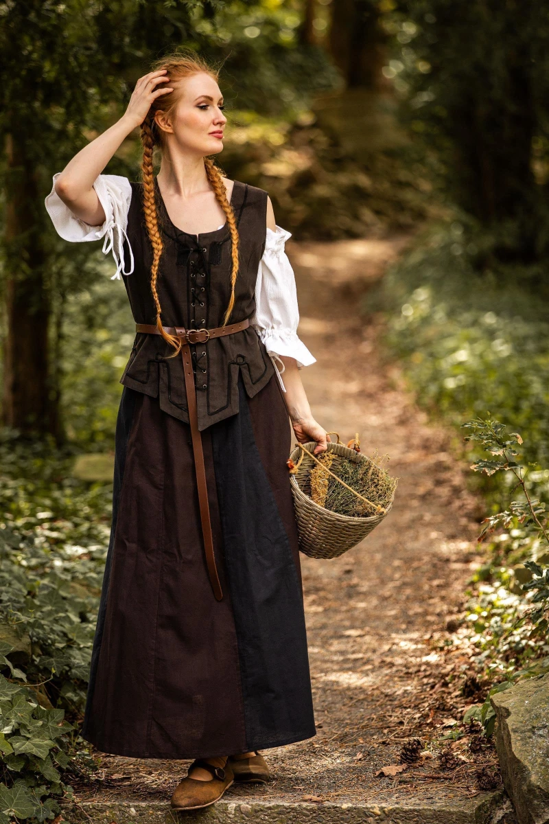 [6026d] Miederweste „Selma“ – Elegante Weste mit Stickerei in Dunkelbraun