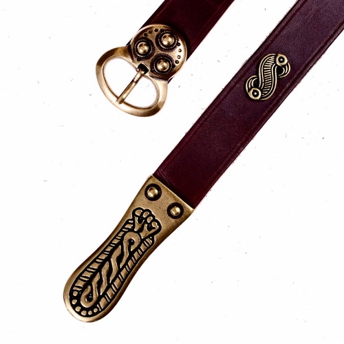 Frühmittelalter Gürtel mit Ende und Nieten 3 cm Leder Merowinger