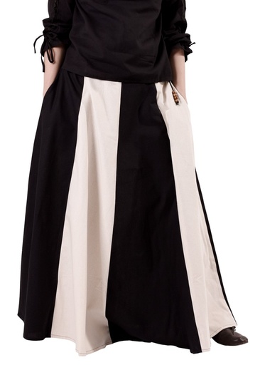 [1216303530] Mittelalterlicher Rock weit ausgestellt schwarz-natur, 100% Baumwolle  Mittelalter Kostüm Historisches Gewand