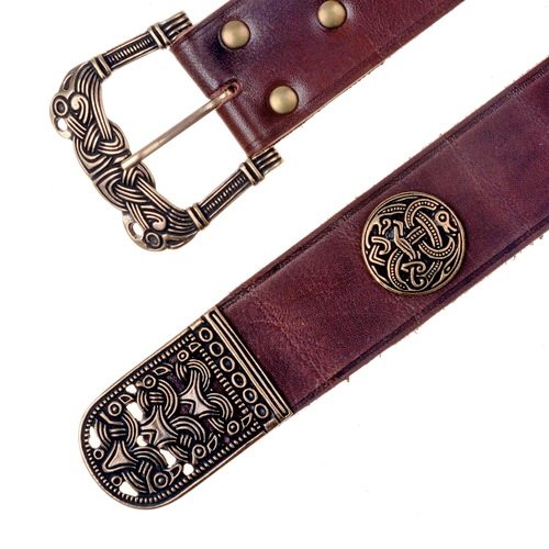 Wikinger Gürtel Vaerne 4,5 cm mit Riemenende und Nieten Langgürtel
