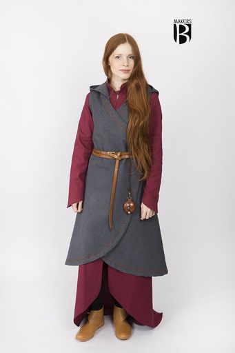 [090204NH26] Wickelkleid Dala - Grau: Vielseitiges ärmelloses Gewand mit Kapuze