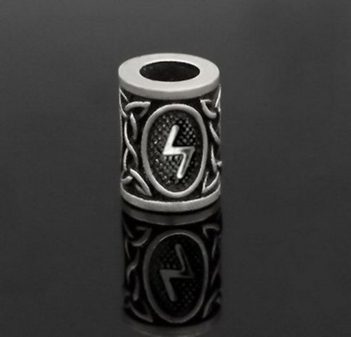 [07 RuP Sowilo KL] Runen-Perle "Sowilo" - 6 mm Loch - Bartschmuck