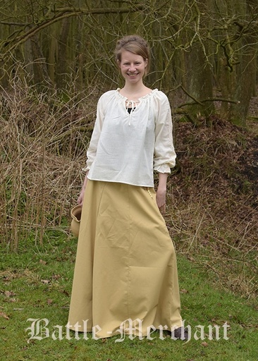 [1216303030] Mittelalterlicher Rock weit ausgestellt beige, 100% Baumwolle  Mittelalter Kostüm Historisches Gewand