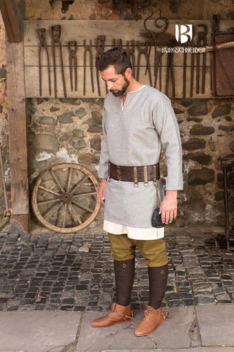 [010010BL25] Wolltunika Lodin, Grau Mittelalterliches vom Burgschneider