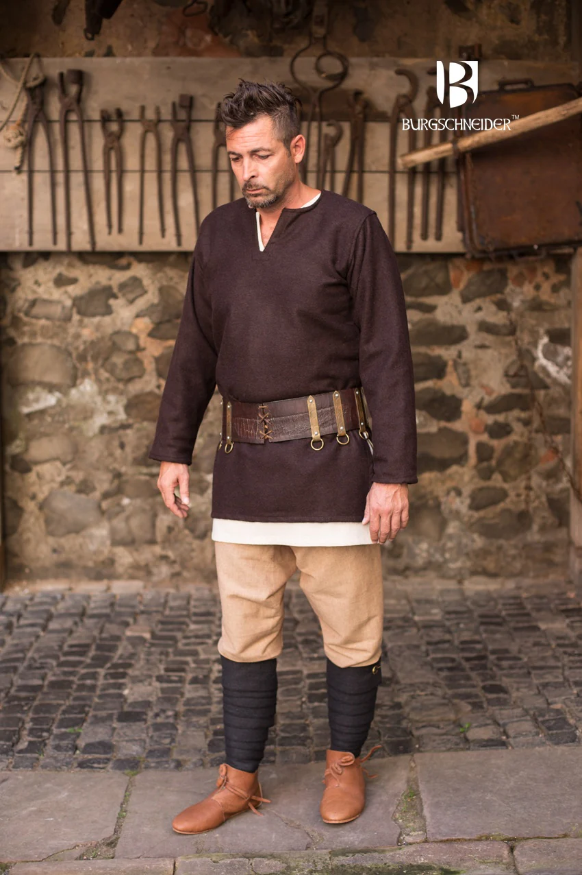 [010010BL34] Wolltunika Lodin, Braun Mittelalterliches vom Burgschneider