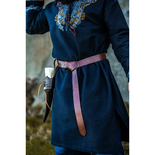 Ringgürtel aus Leder mit durchgehender Prägung 150cm oder 190 cm braun oder schwarz