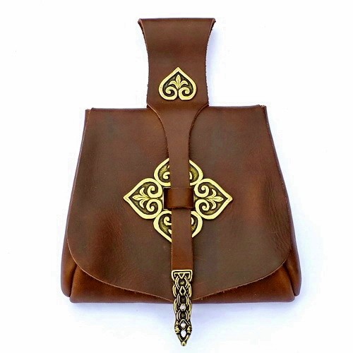 [01 T-Birk] Wikinger Tasche Birka mit Beschlägen Accessoire für Mittelalter Kostüme, Reenactment und LARP Bekleidung