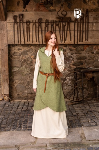 [090205NH29] Wickelkleid Runa - Lindgrün: Ärmelloses LARP-Gewand für individuelle Anpassungen